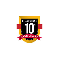 10 Th Anniversary Celebrations Gold Black White Vector Template Design Illustration