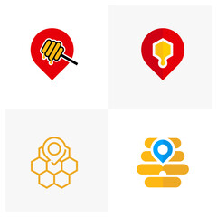 Set of Honey logo icon design, Vector illustration, Point Honey Logo Design Concept. Food logo template