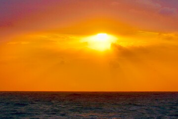 太平洋と夕陽