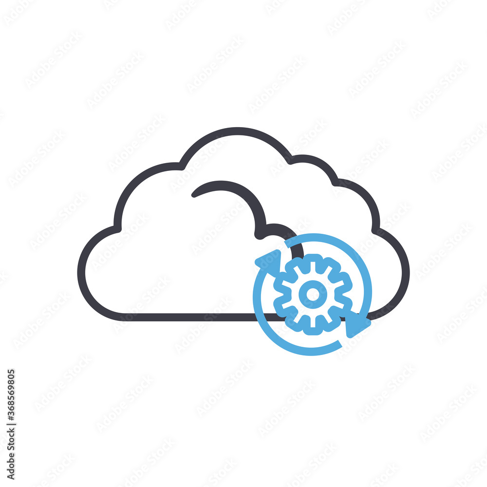 Aufkleber cloud computing with gear line style icon vector design