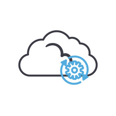 Cloud computing with gear line style icon vector design