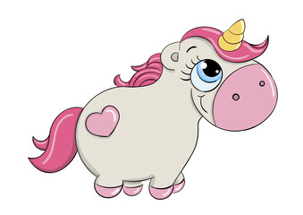 Cute Unicorn vector illustration. Animal vector. Cartoon Unicorn baby hand drawn. Can be used for kids or babies t shirt design. Fashion print graphic for Greeting cards, posters, prints.