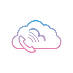 Cloud computing with phone gradient style icon vector design