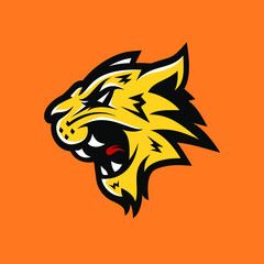 old Tiger Head Roaring Aggressive Esport Mascot Vector Graphic