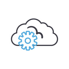 Cloud computing with gear line style icon vector design