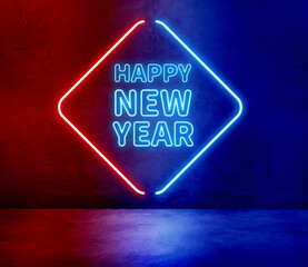 Happy New Year background with neon patterns