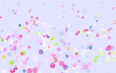 Light Multicolor vector abstract backdrop with flowers, roses.