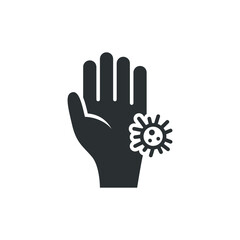 Vector illustration of bacteria on hand icon on white background