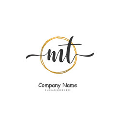 Obraz premium M T MT Initial handwriting and signature logo design with circle. Beautiful design handwritten logo for fashion, team, wedding, luxury logo.