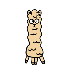 Very cute Llama cartoon style. Animal wildlife lama Flat vector illustration. Kawaii card sketch for t shirt design, books, Greeting cards, posters