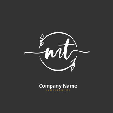 M T MT Initial handwriting and signature logo design with circle. Beautiful design handwritten logo for fashion, team, wedding, luxury logo.