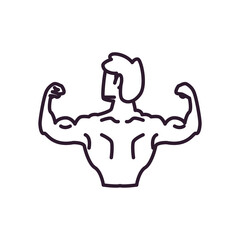 man with muscles backwards line style icon vector design