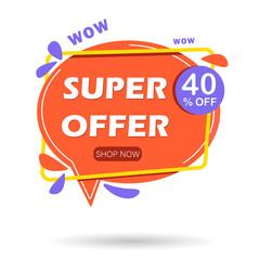 Sale banner template design. Bright sale banner vector 40 off