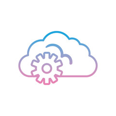 Cloud computing with gear gradient style icon vector design
