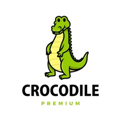cute crocodile cartoon logo vector icon illustration