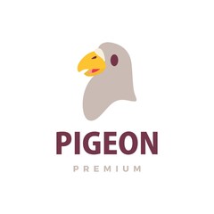 cute pigeon flat logo vector icon illustration