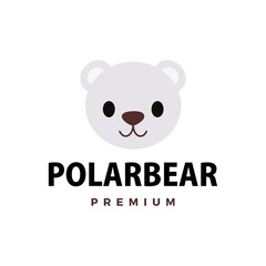 cute polar bear flat logo vector icon illustration