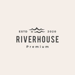 road river house hipster vintage logo vector icon illustration