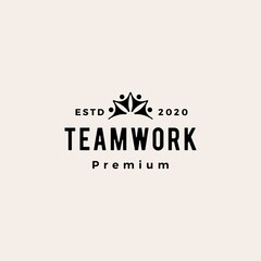 people human together family team hipster vintage logo vector icon illustration