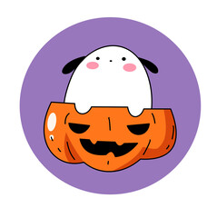Obraz premium jack o lantern with puppy