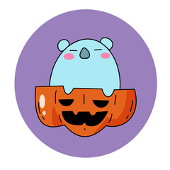 happy halloween pumpkin with koala bear