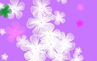 Fototapeta na wymiar Light Pink, Green vector abstract backdrop with flowers.