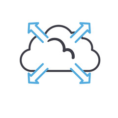 Cloud computing with arrows line style icon vector design