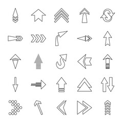 arrows shape icon set, line style