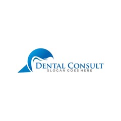 Dental Consult Logo Design.Creative Dentist Logo. Dental Clinic Creative Company Vector Logo.