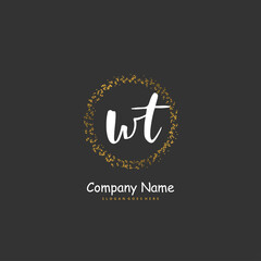 Fototapeta na wymiar W T WT Initial handwriting and signature logo design with circle. Beautiful design handwritten logo for fashion, team, wedding, luxury logo.