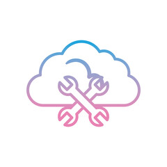 Cloud computing with wrench gradient style icon vector design