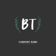 B T BT Initial handwriting and signature logo design with circle. Beautiful design handwritten logo for fashion, team, wedding, luxury logo.