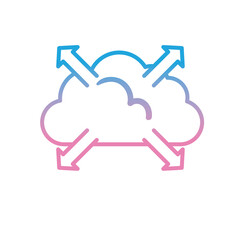 Cloud computing with arrows gradient style icon vector design