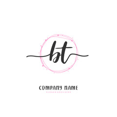 B T BT Initial handwriting and signature logo design with circle. Beautiful design handwritten logo for fashion, team, wedding, luxury logo.