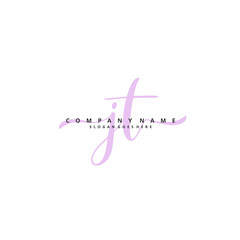 Obraz premium J T JT Initial handwriting and signature logo design with circle. Beautiful design handwritten logo for fashion, team, wedding, luxury logo.