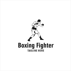 Fototapeta na wymiar boxing fighter logo design silhouette icon vector