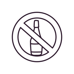 alcohol bottle with ban line style icon vector design