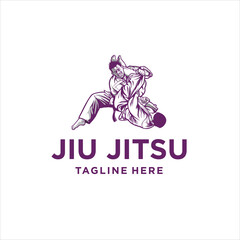 Martial art karate jiu jitsu logo sport symbol illustration Vector