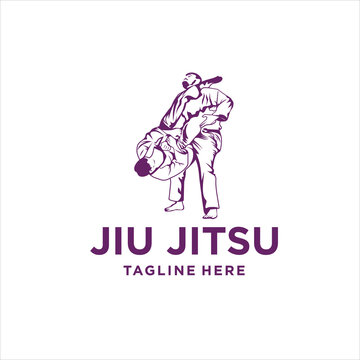 Martial Arts Jiu Jitsu Logo Silhouette Icon Vector