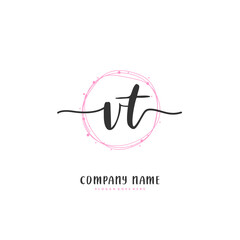 V T VT Initial handwriting and signature logo design with circle. Beautiful design handwritten logo for fashion, team, wedding, luxury logo.