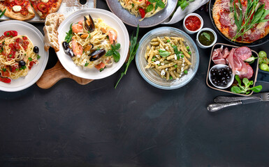Italian food  on dark background