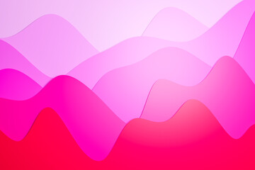 3d illustration of a stereo strip of different colors. Geometric stripes similar to waves. Abstract pink and purple  neon glowing crossing lines pattern