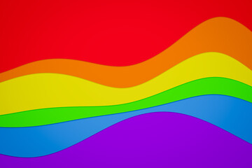 3d illustration of a stereo strip of different colors. Geometric stripes similar to waves. Abstract pink and purple  neon glowing crossing lines pattern