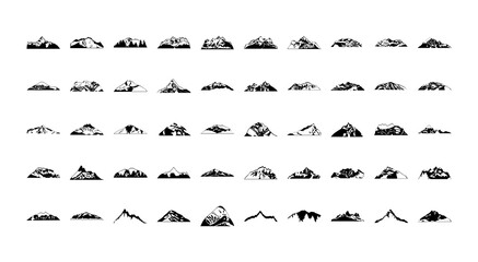 mountains icon set, silhouette style