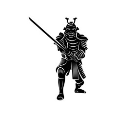 Fototapeta premium Samurai warrior Logo Design Vector. Silhouette of Samurai. Template illustration