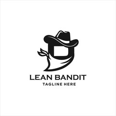 Western Bandit Wild West Cowboy Gangster with Bandana Scarf Mask Logo illustration