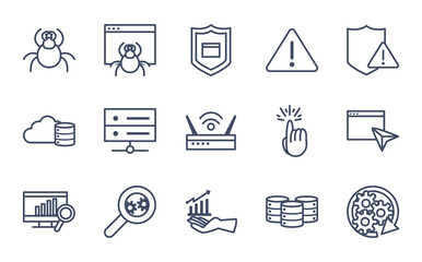 Data line style icon set vector design