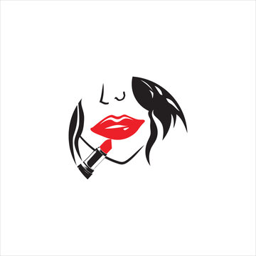 recommend clip art: lipstick beauty logo design template silhouette vector