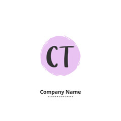 C T CT Initial handwriting and signature logo design with circle. Beautiful design handwritten logo for fashion, team, wedding, luxury logo.
