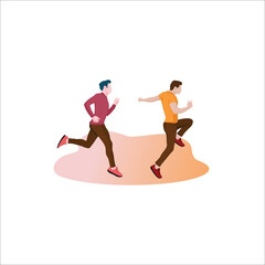 jogging illustration of flat design silhouette icon design vector